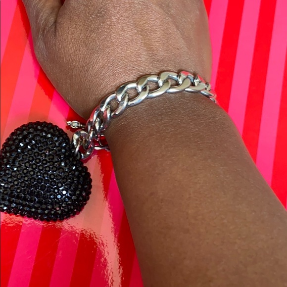 👛 2 for $20👛Black Rhinestone Puff Heart Bracelet - Picture 7 of 7